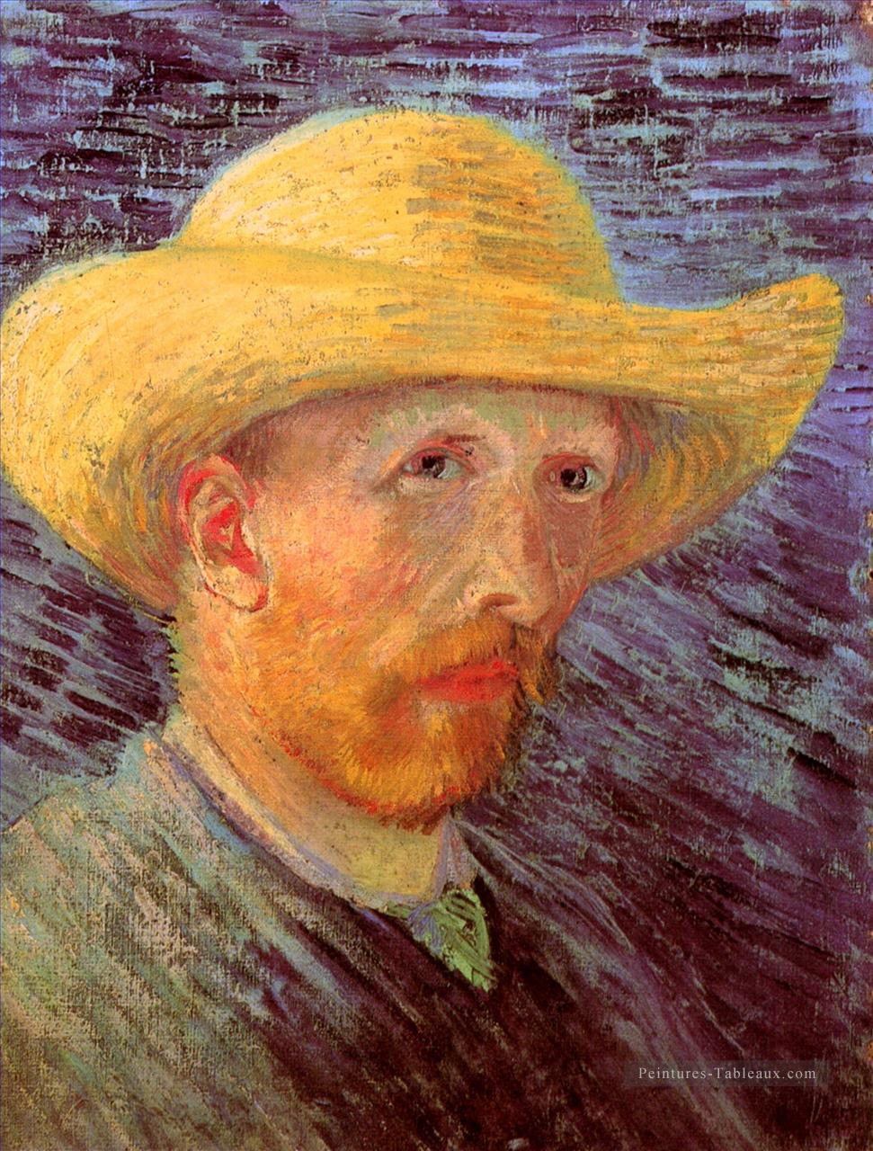 Autoportrait avec chapeau de paille 3 Vincent van Gogh Peintures à l'huile